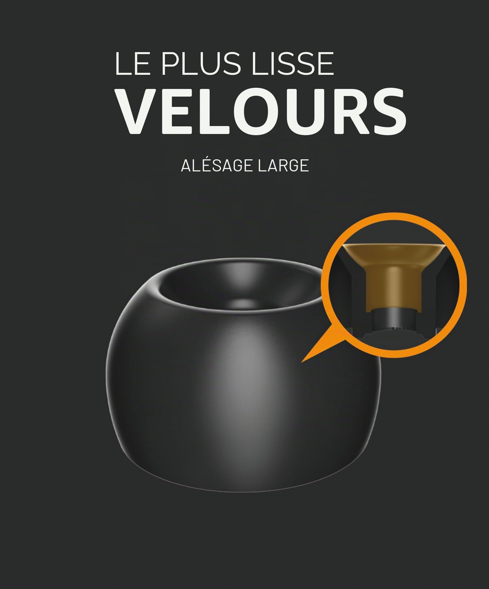 ELOIT Lot de 5 paires d'embouts en silicone à large alésage velours pour buse de 4 à 6 mm, embouts remplaçables pour écouteurs IEM avec qualité sonore et confort améliorés (taille complète (5 paires)