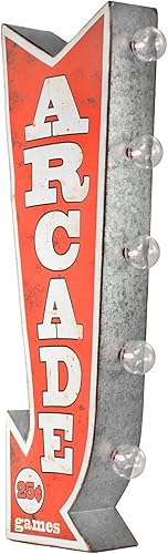 Arcade Games - Letrero LED de doble cara inspirado en la vendimia, decoración de pared retro para el hogar, sala de juegos, bar, cueva de hombre,