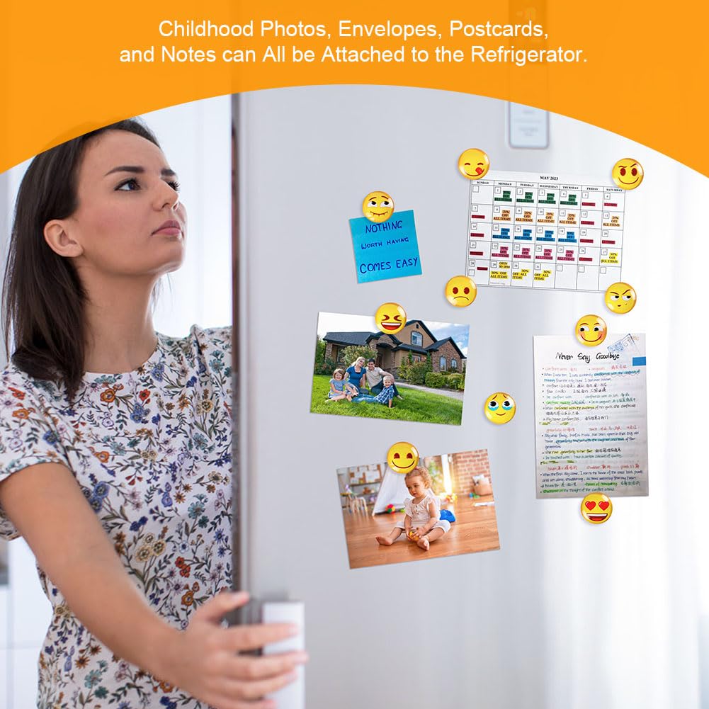 AUAUY 30Pz Emoji Magnet, Calamite Frigo Armadietto, Frigorifero Simpatici Divertenti Cucina Armadi Scuola Aula Lavagna Ufficio Cubicolo Lavagna Magnetica Decorativi Regali per Adulti Bambini