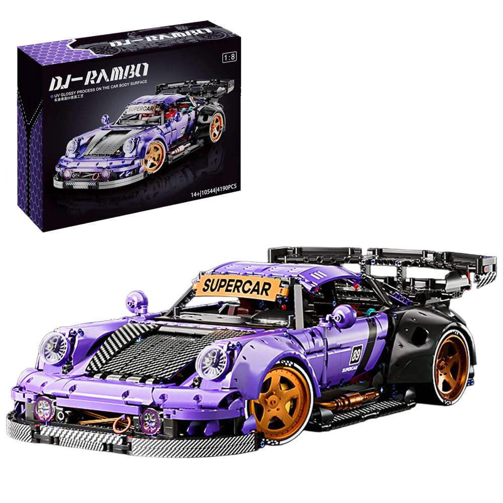 Supercar Baustein Set, 4190 Teile Technology Serie Groß Klemmbausteine Auto, 1:8 MOC Sportwagen Technik Modell, Bauspielzeug Geschenk für Erwachsene und Jugendliche (10544)