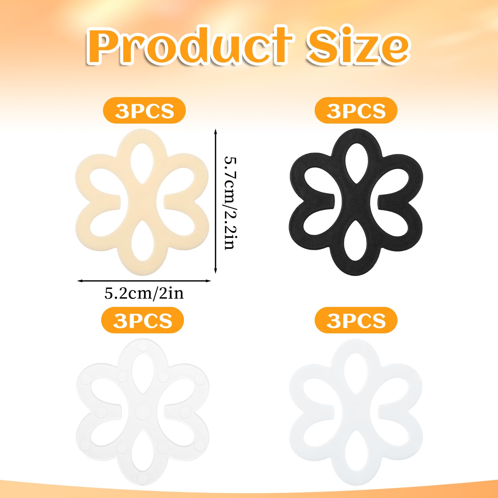 12PCS Bra Strap Holder Clips for Racerback, Bra Strap Clips Anti-Slip Bra Straps Holder for Back for Women Adjustable Bra Straps for Conceal Straps and Cleavage Control Cross Back Convertors, Style 3