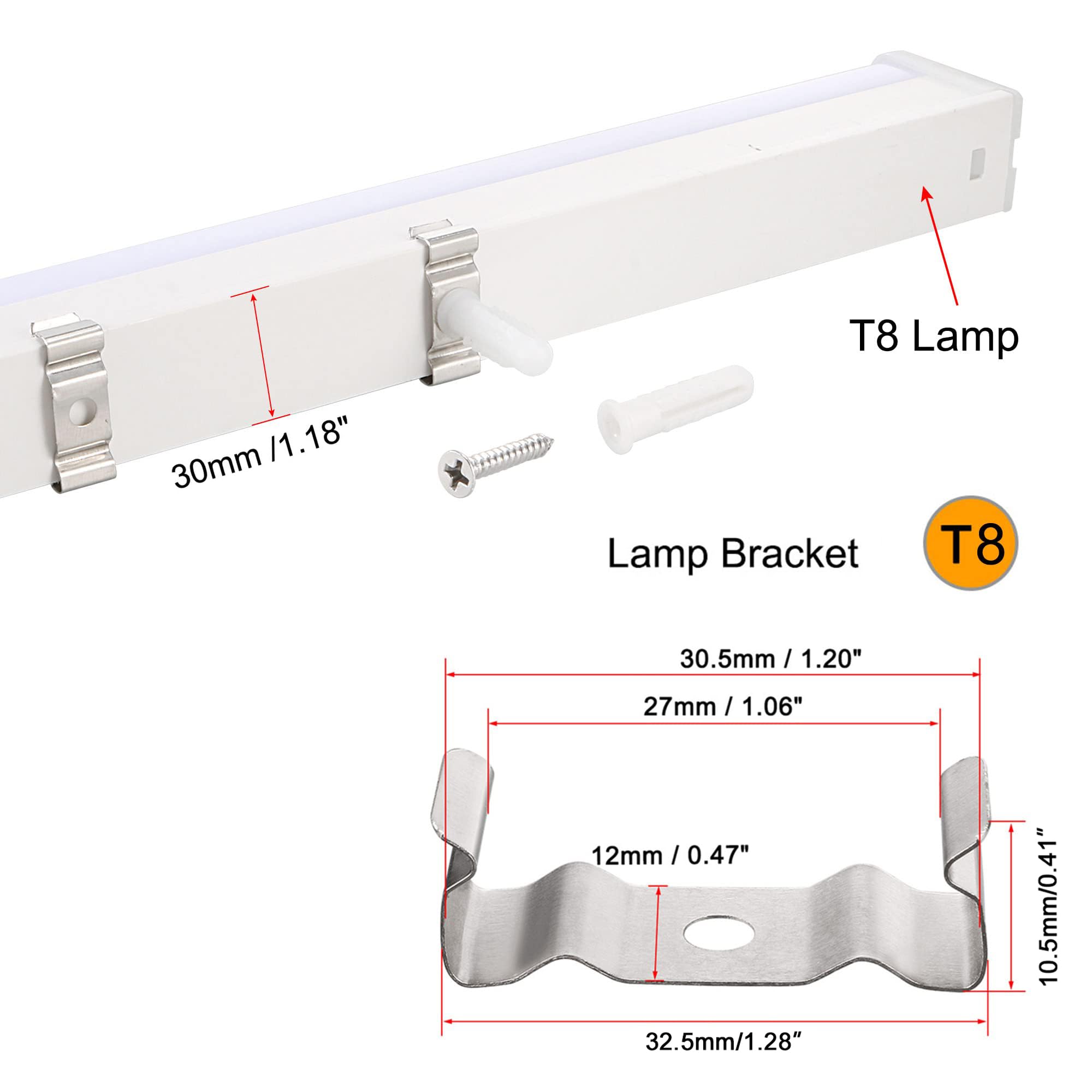 TOP-VIGOR 20Pcs T8 Clips Bracket Hanger Fluorescent Tube Light Fixture Holder Clamps with Screws for LED Bulbs Ceiling Lamp to Prevent Sagging - Image 3