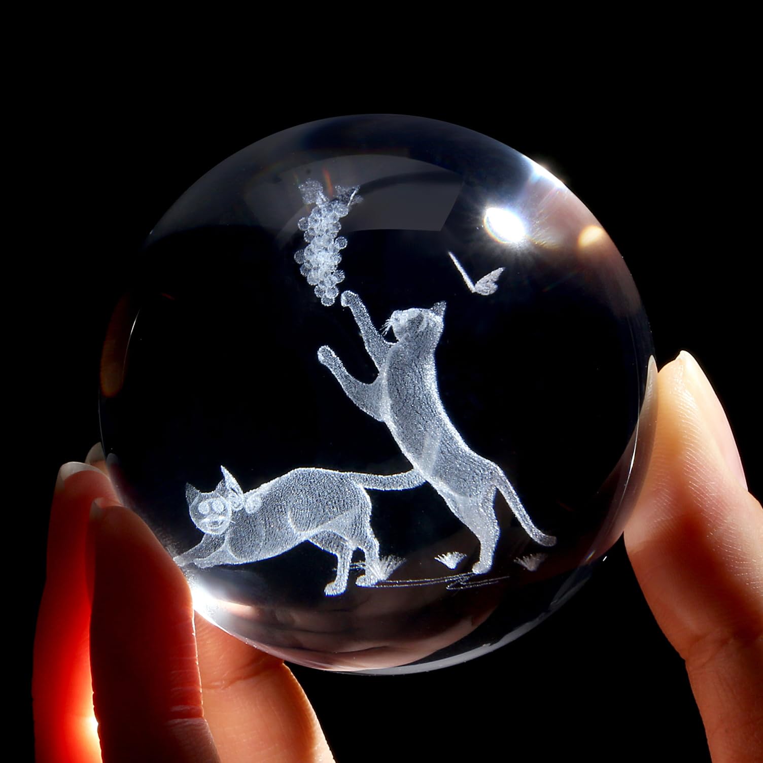XIANNVXI 3D 60mm Cat Presents Crystal Ball Ornament Paperweight Cat Lover Gifts for Women Memorial Gifts Cute Bedroom Decor Decoration for Bedroom Cute Things - Image 2
