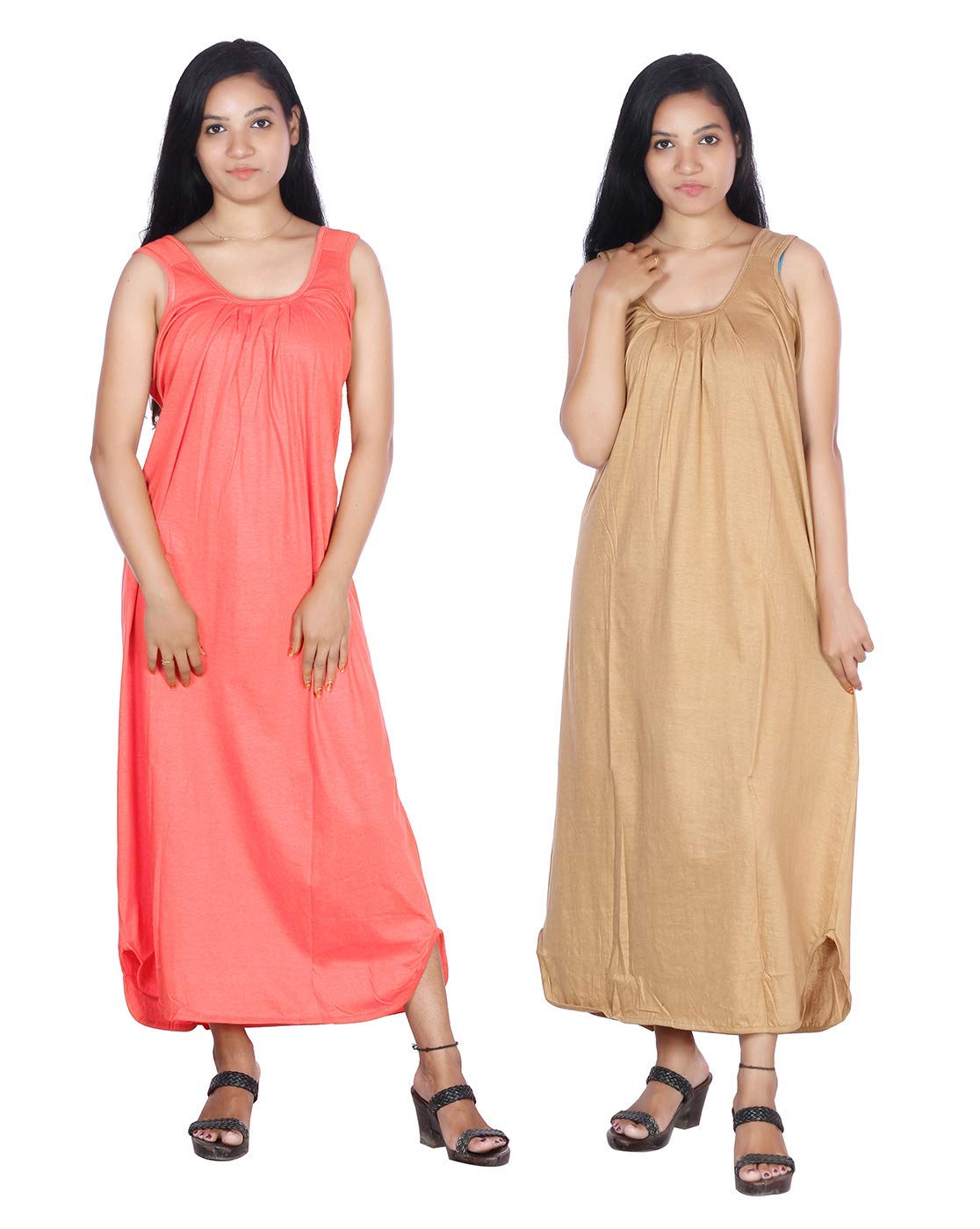 Rylie Women's Cotton Fabric Long Nighty Slip/Chemise - Full Length Camisole for Women - Plus Size Nighty - Kurti Slip
