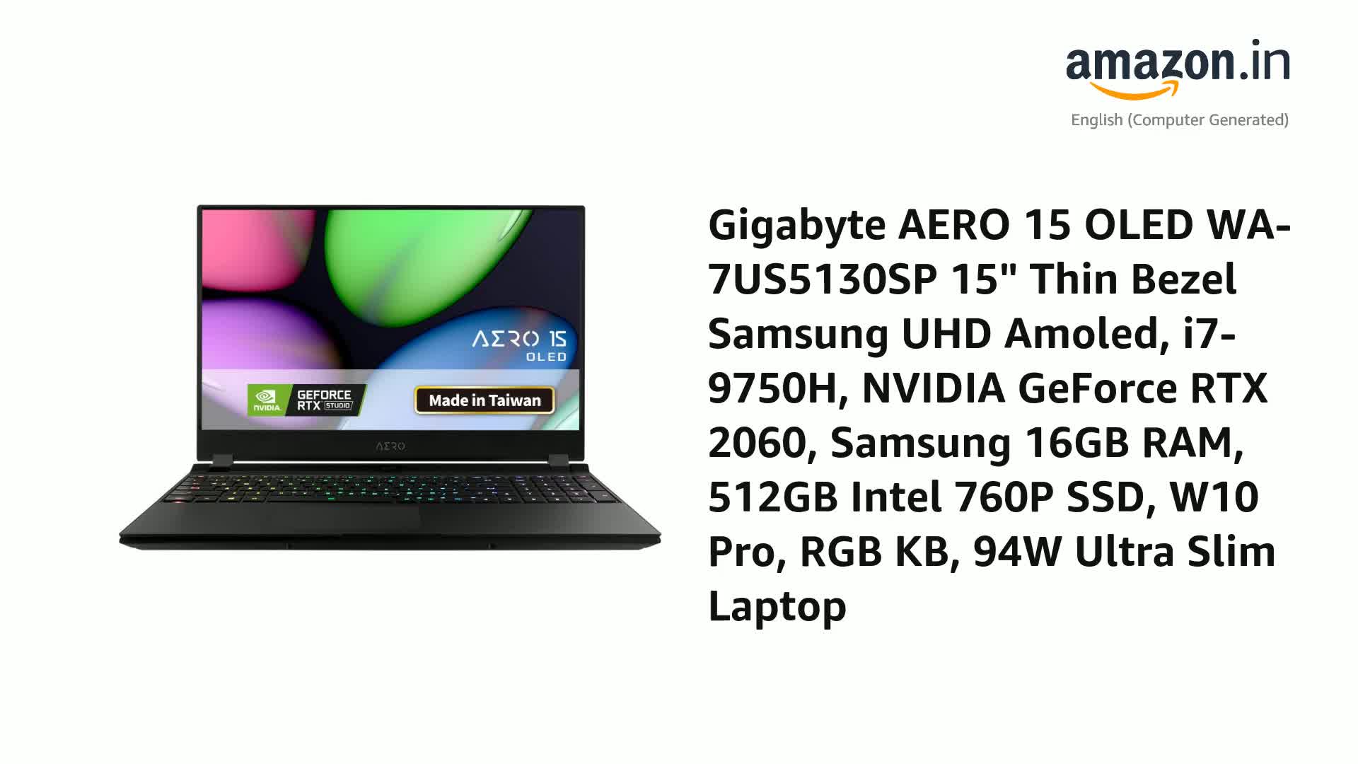 Amazon.in: Buy Gigabyte AERO 15 OLED WA-7US5130SP 15