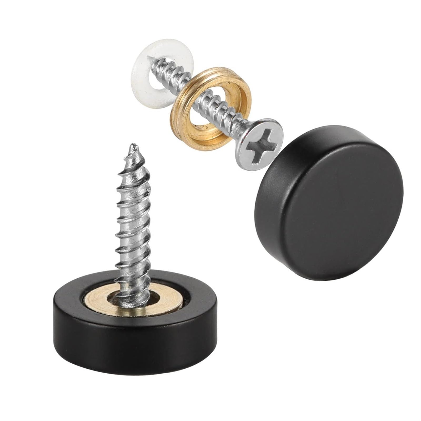 THE WHITE SHOP 5pcs,Screw Covers Caps (Solid Brass Construction) Mirror Screws Fasteners, Sign Advertising Hardware, 3/5" Diameter,Black