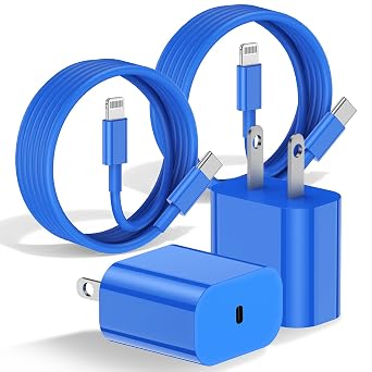 Fast Charger for iPhone Charger Fast Charging 10ft Lightning Cable,for iPhone 14 13 12 Pro Max Charger Fast Charging with 20W USB C Charger Block,Type C to Lightning Cord for iPhone 11 Pro Max/XS-Blue