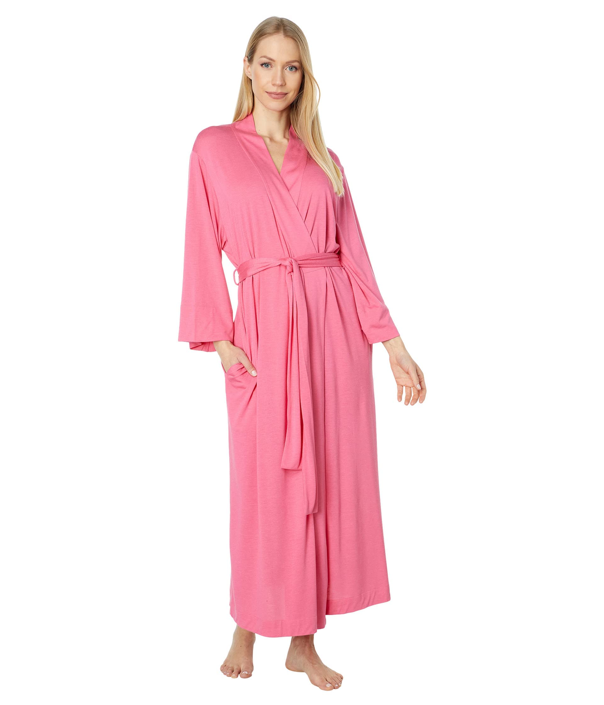 Natori Shangri La Long Robe with Kimono Sleeves, Bathrobe for Women