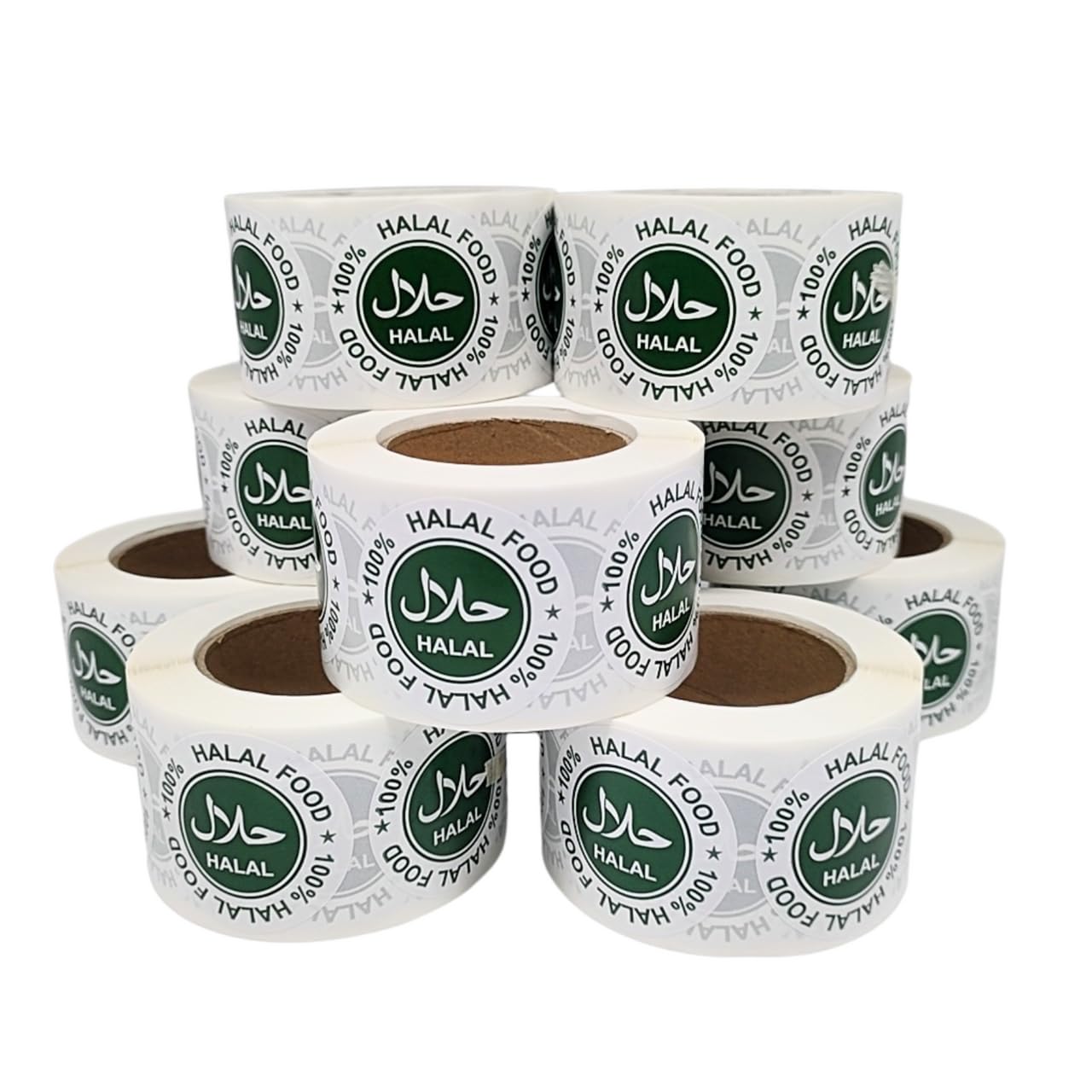 500x 100% Halal Food Stickers, Green Round 45mm Labels for Food Packaging (20)