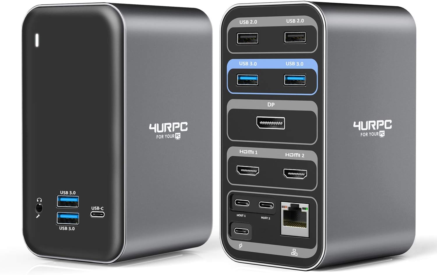 USB C Docking Station for MacBook Pro, 13 Ports Laptop Dock Dual 4K Monitor for Mac Air, plug and play HDMI Adapter with 4K HDMI+DP, 4 USB 3.0, USB-C, PD3.0, RJ45 Ethernet 3.5mm Audio(Not for M1 chip)