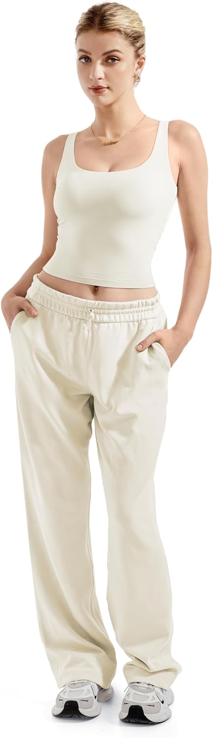 SUUKSESS Women Scoop Neck Tank Top Summer Sleeveless Going Out Double Lined Basic Tops - Image 4