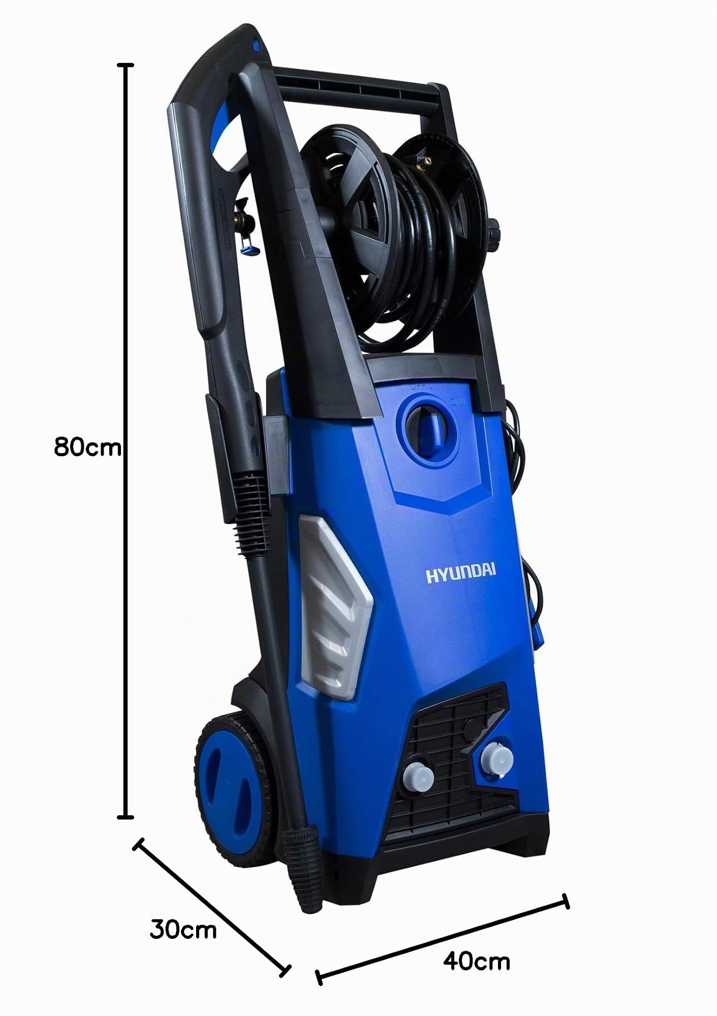 Hyundai Hidrolimpiadora Eléctrica 130 Bar Potente para Limpieza Exterior y Hogar - Limpiadora a Presión Compacta con Lanza Turbo y Detergente - Hidrolavadora Fácil de Usar Serie Hobby