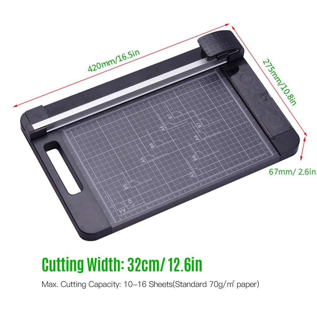 Taglierina per carta, taglierina per carta A4, 3-in-1 Paper Trimmer, Multi-Functional A4 Paper Cutter with 12.6 Inch Cut Length, Straight Skip Wave Cutter for Photo Handcraft Project Label Cutting