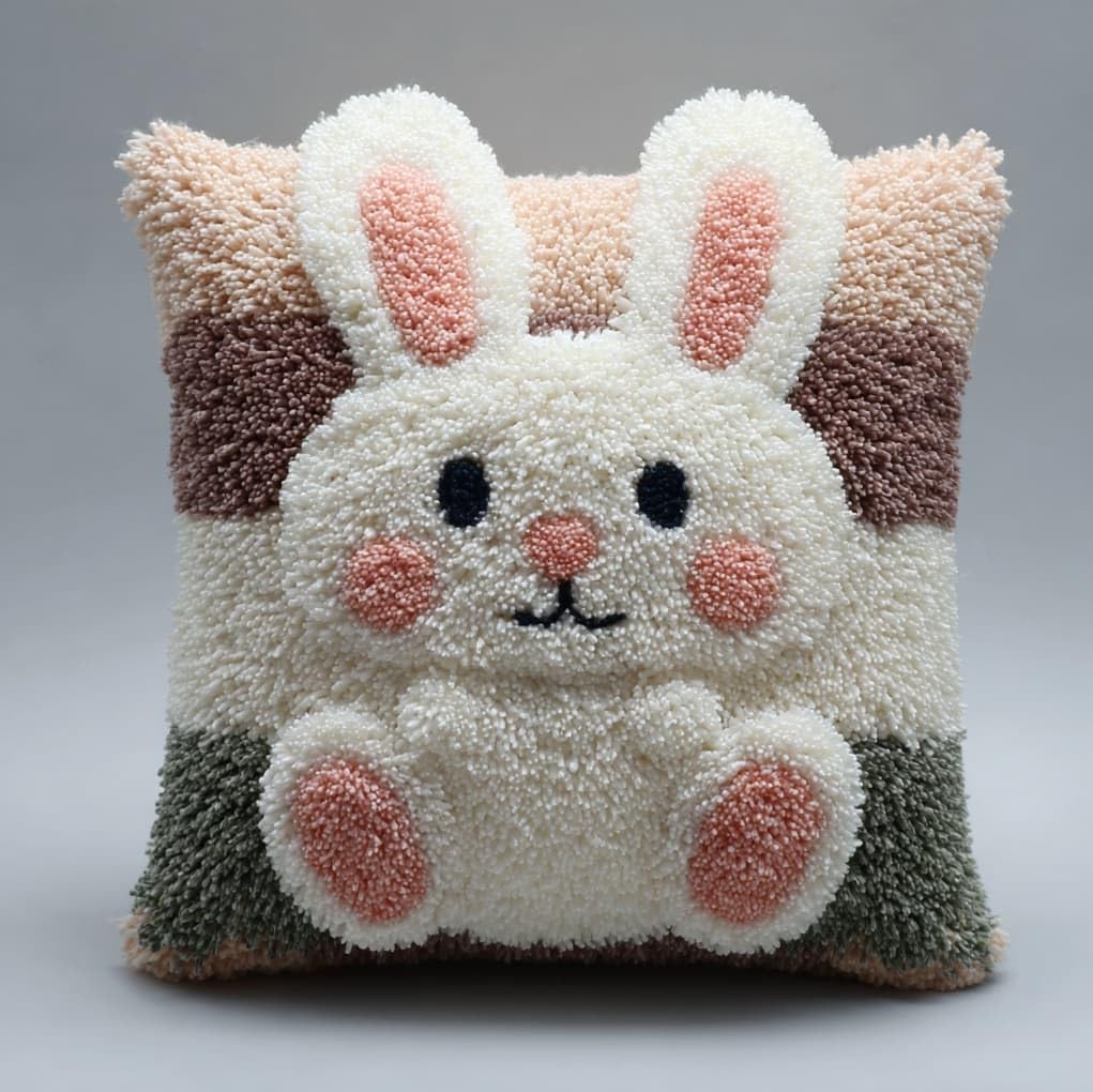 WallustrioaW Latch Hook Pillowcase Cushion Kits,A Cheerful Rabbit