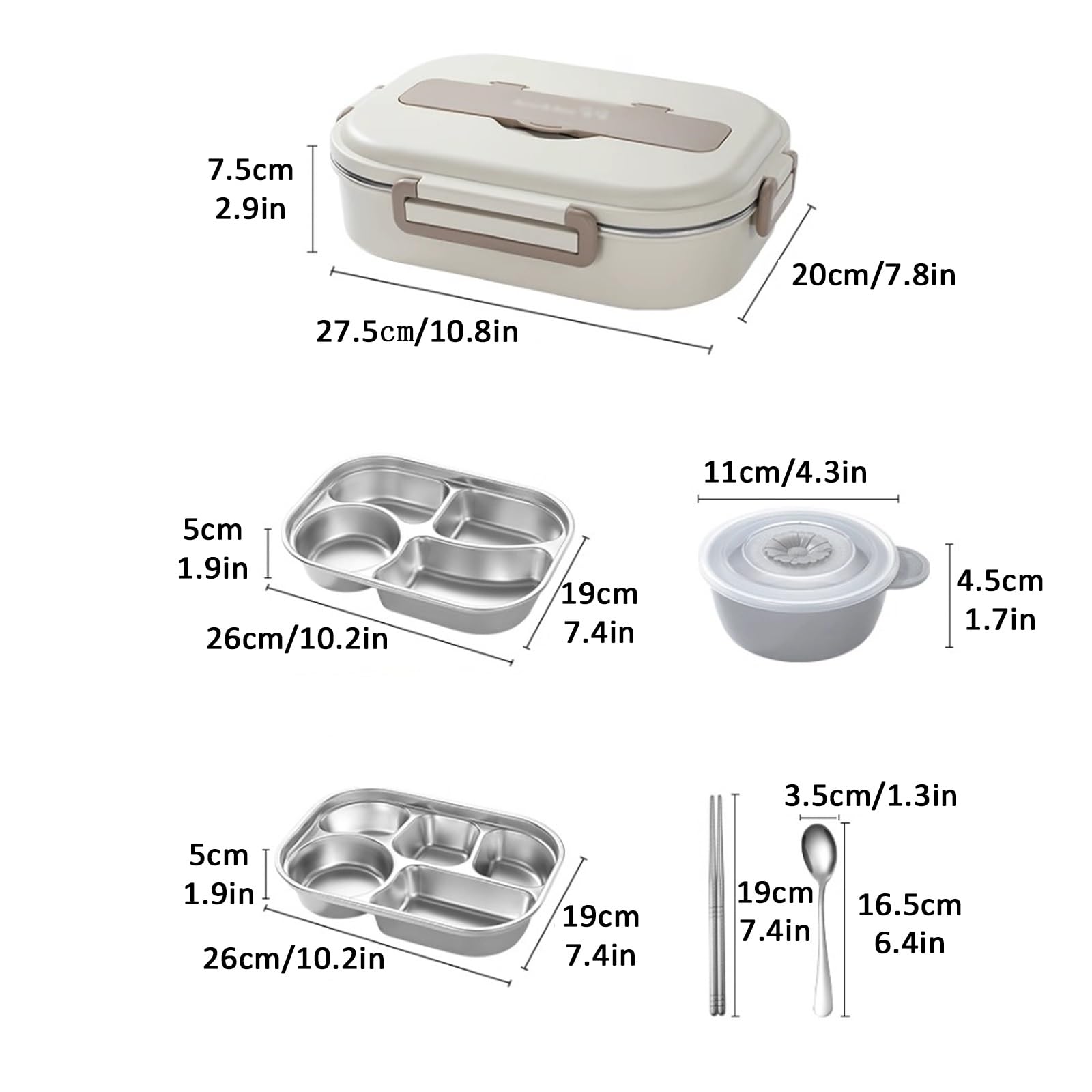 MRKU Fiambrera multicompartimento, Bento a Prueba de Fugas, Bolsa isotérmica con múltiples Compartimentos Que Incluyen tazón de Sopa y Cubiertos, Adecuada para IR al Trabajo o a la Escuela.