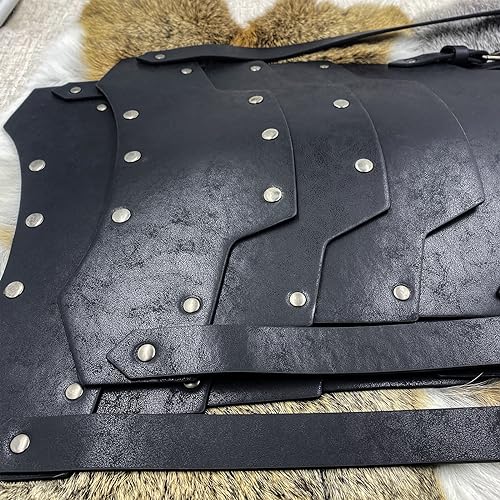 hiifeuer medieval faux leather double pauldron vintage mercenary knight shoulder armor for larpcosplay ren faire
