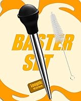 Vista 6 de Baster Baster Long ARRITZ - Baster de acero inoxidable para cocinar con cepillo de limpieza, 2 puntas más grandes, color negro