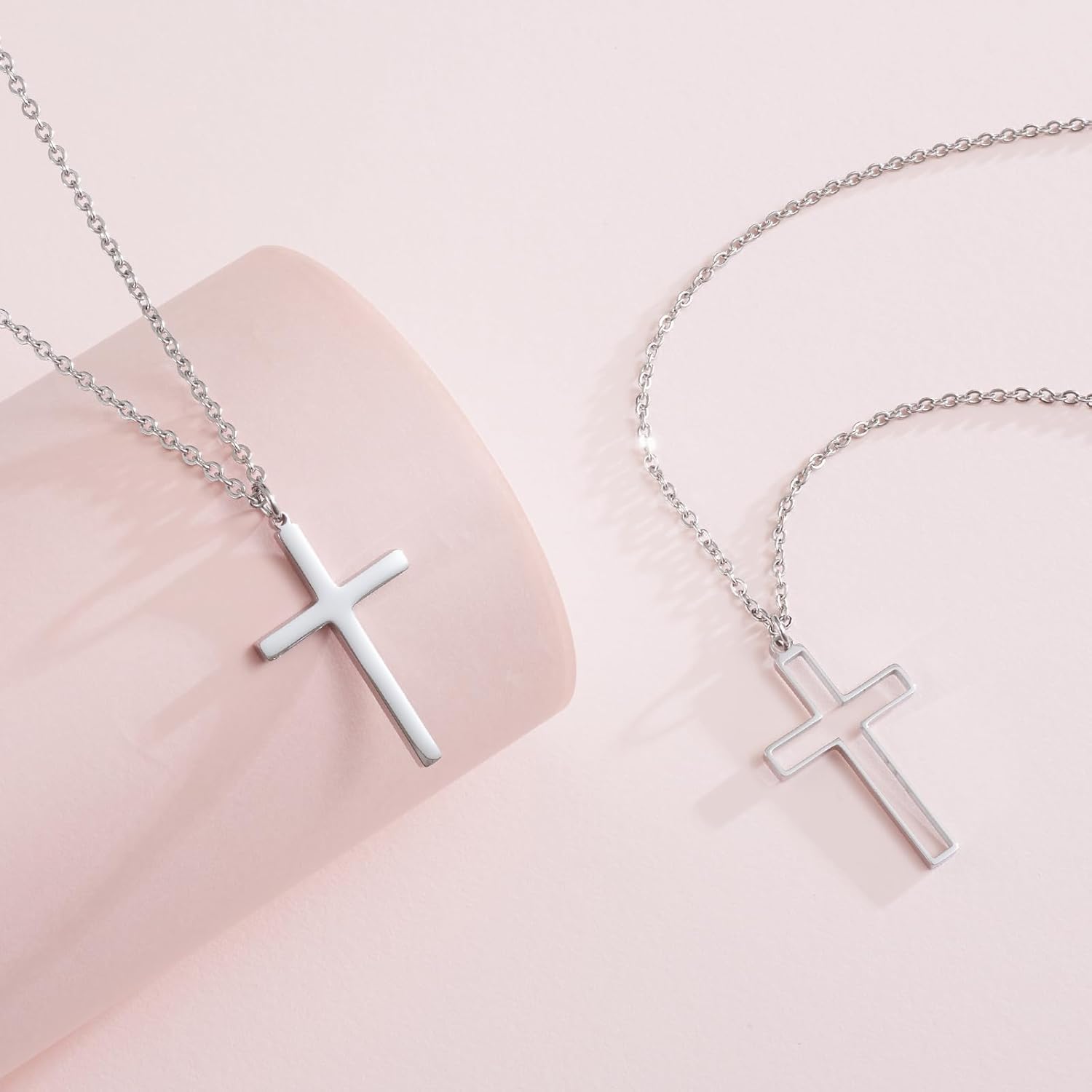 Faith Jesus Cross Pendant Necklace Set for Women Men Religious Christian Gifts Mama Gigi Grandma ID Name Necklace Birthday Jewelry - Image 3