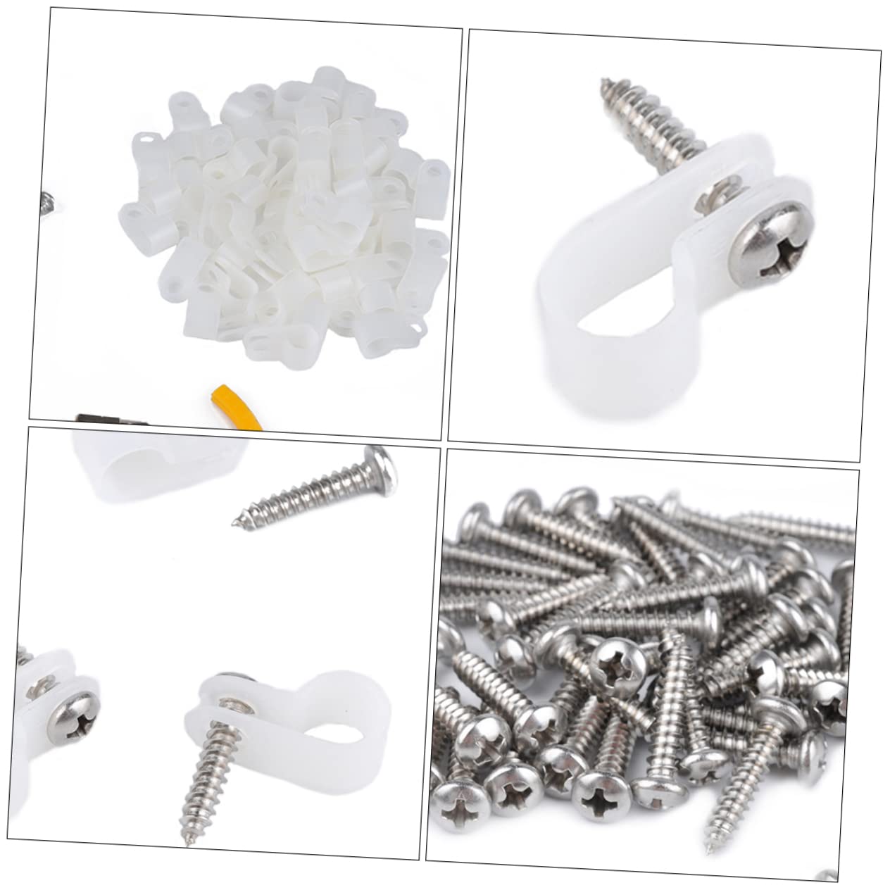 KICHOUSE 100pcs Whole Line Clamp Wire Rope R-Type Cable Clip Rope Light Clips Circle Cable Clips Cable Wall Clips Rope Light Holder Rope Light Fasteners Circuit Fixing Clips White Metal