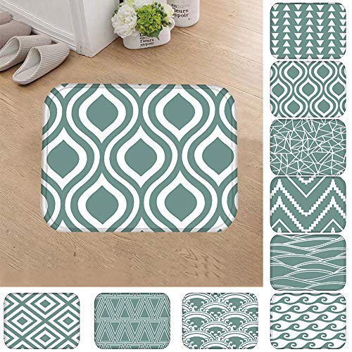 XdiseD9Xsmao Soft Durable Flannel Square Edge Mats, Geometric Triangle Wave Anti-Slip Door Mat Entrance Rug Kitchen Carpet Blanket 40x60cm 7#