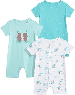 Mothercare Unisex Baby Short Sleeve Rompers - Winter Dreamscape Multi-Pack (3), Soft Cotton Bodysuits for Infants & Newborns Price In India
