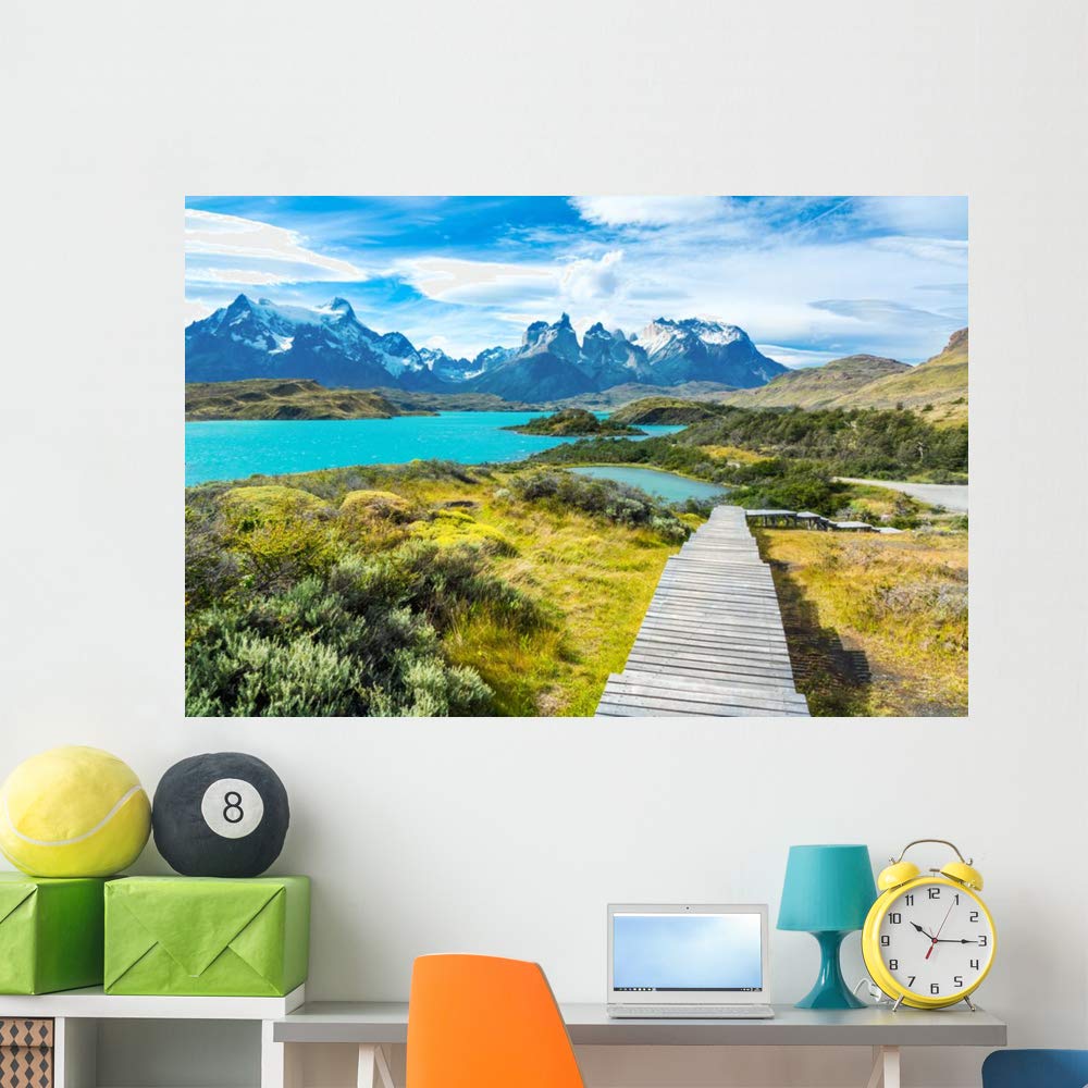 Pehoe Lake and Guernos Wall Mural Peel and Stick Vinyl Graphic (60 in W x 40 in H) WM525159