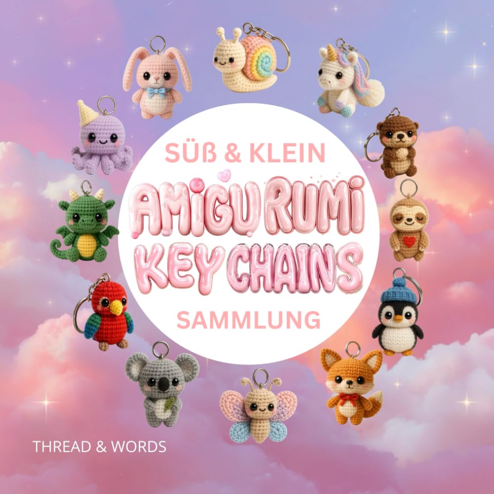SÜß & KLEIN Amigurumi Keychains SAMMLUNG: Amigurumi-Schlüsselanhänger häkeln – Kawaii & superniedliche Mini-Tiere für Anfänger: ... & Grundlagen (Magic Ring, feste Maschen)
