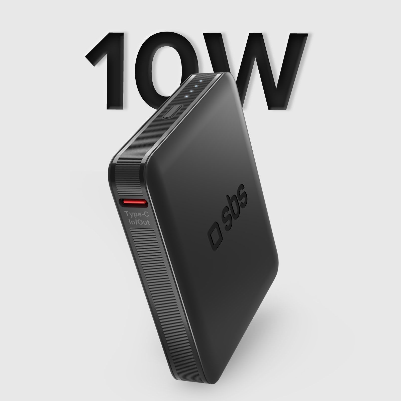 SBS NanoTube PowerBank HD 5000mAh 10W Power Bank Ricarica Rapida USB-C Caricabatterie Portatile Nero