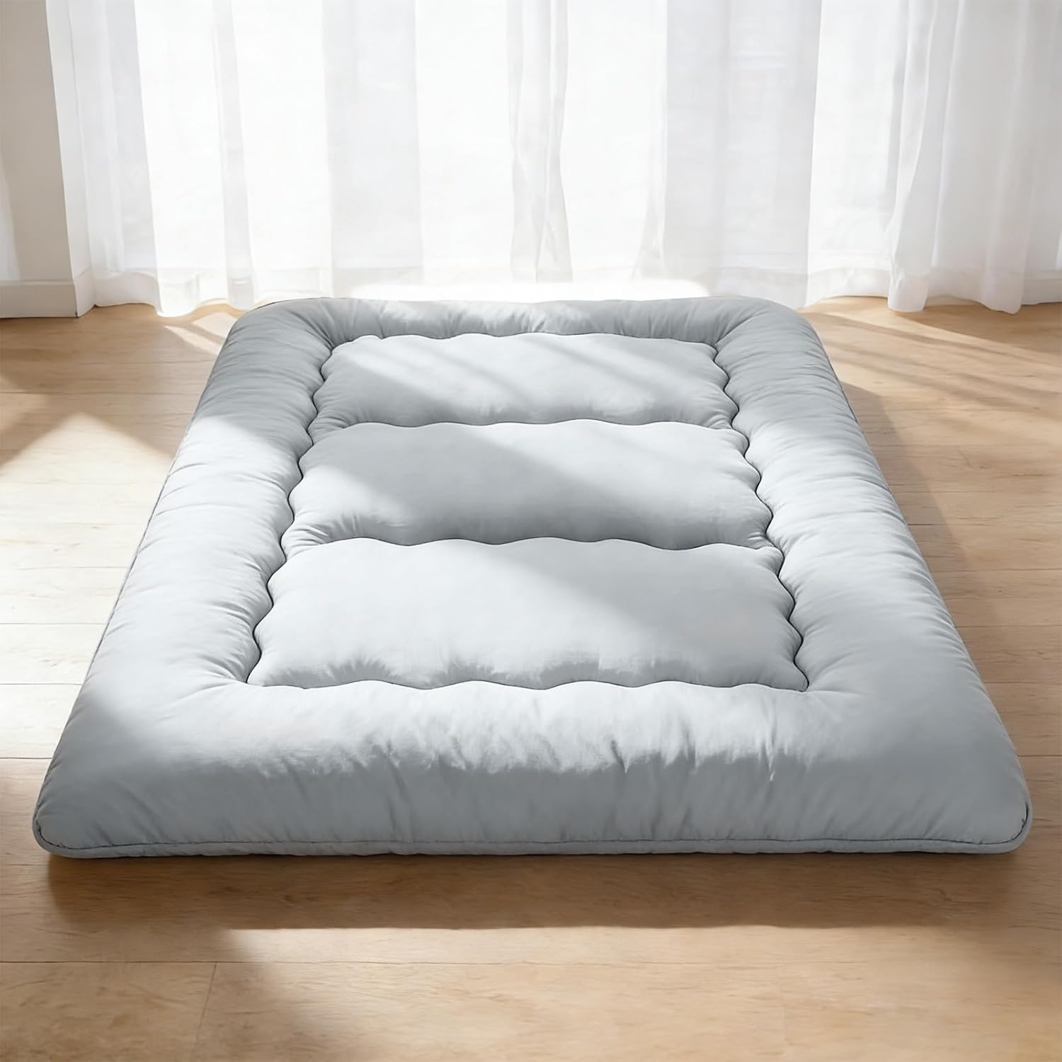 DUMOS Japanese Floor Mattress Twin Size, Futon Mattress Foldable with Removable Washable Cover, Portable Roll Up Tatami Mat for Kids Room, Dorm, Sleepovers and Solo Sleeper, Gray