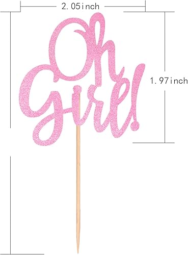 Miniatura 4 de ALISSAR Paquete de 24 adornos para cupcakes con purpurina rosa Oh Girl, decoración de pasteles de frutas para It'a A Girl Baby Shower suministros de