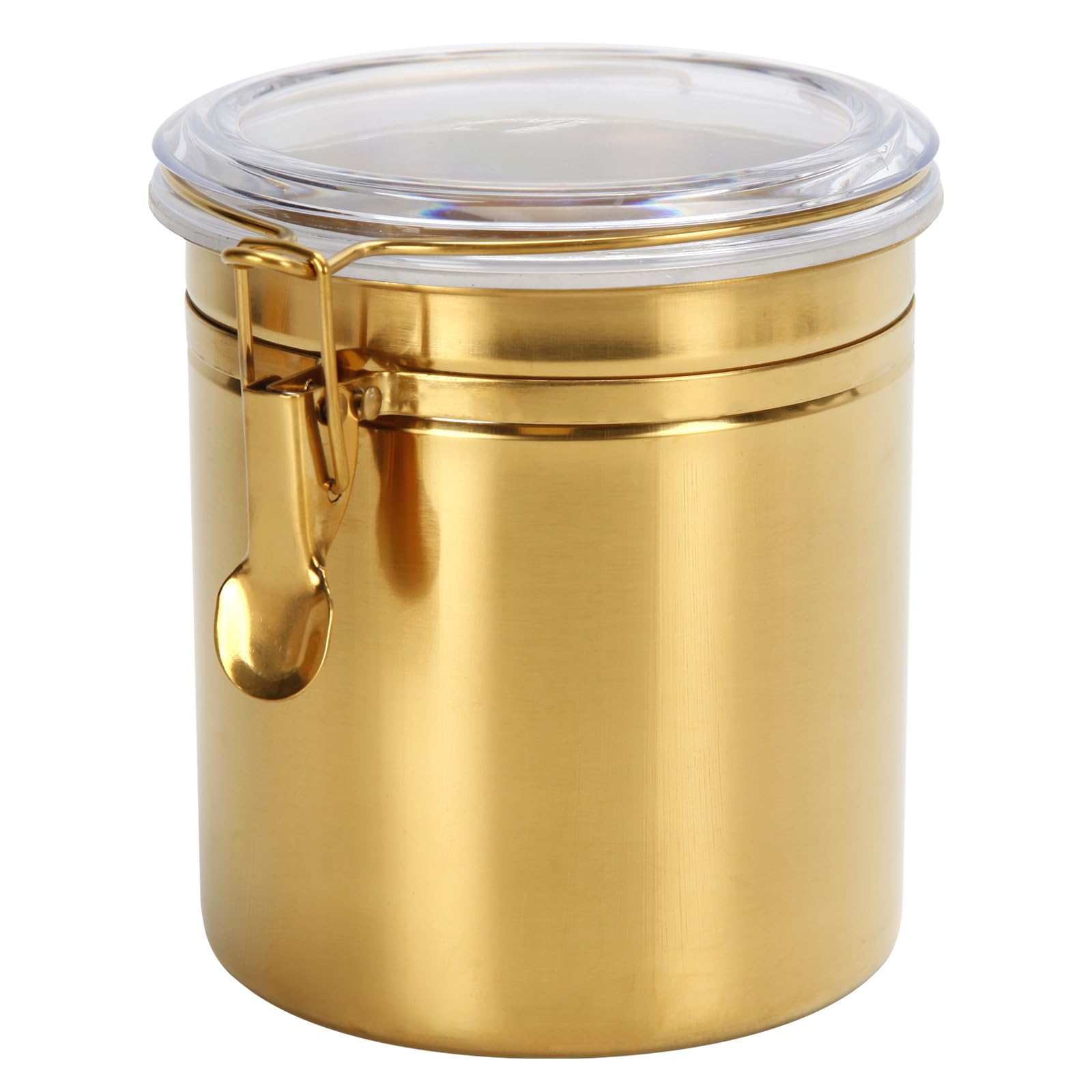 Recipiente de cocina de 50 onzas, tarro de alimentos de acero inoxidable para granos de café, té, harina, azúcar, almacenamiento de galletas, recipiente de café con tapa transparente hermética