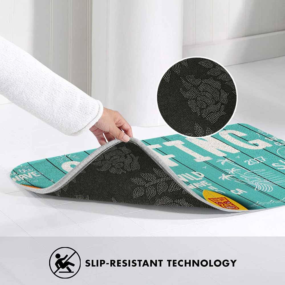 Alfombra de baño de Franela Vintage con Estampado de Tablas de Surf sobre