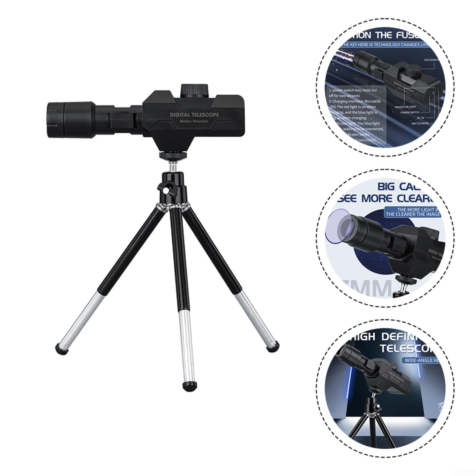 Telescopio monocular digital, zoom 70X, cámara HD 2MP con trípode, batería de 2000 m/Ah, conectividad WiFi para conciertos de observación de aves silvestres