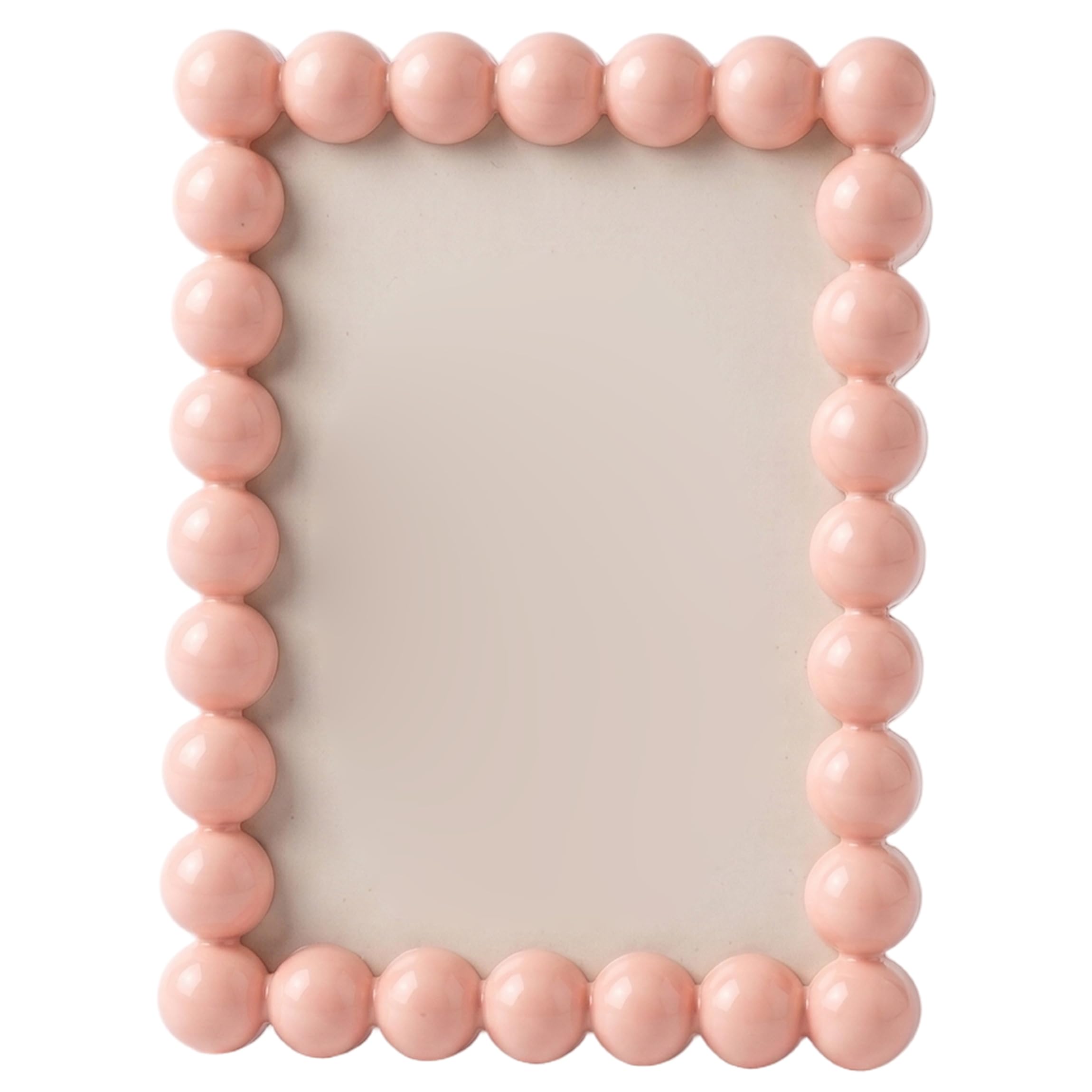 Uanqfegy Cute Picture Frame - Unique Desk Photo Frame with Beaded Border Design, Wall Mountable 4x6 Inch, Pinks