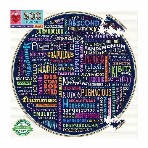 eeBoo Puzzle de 500 piezas - 100 Grandes Palabras Rompecabezas circular para adultos, diámetro de 23 pulgadas, hecho con cartón reciclado e tinta vegetal miniatura 5