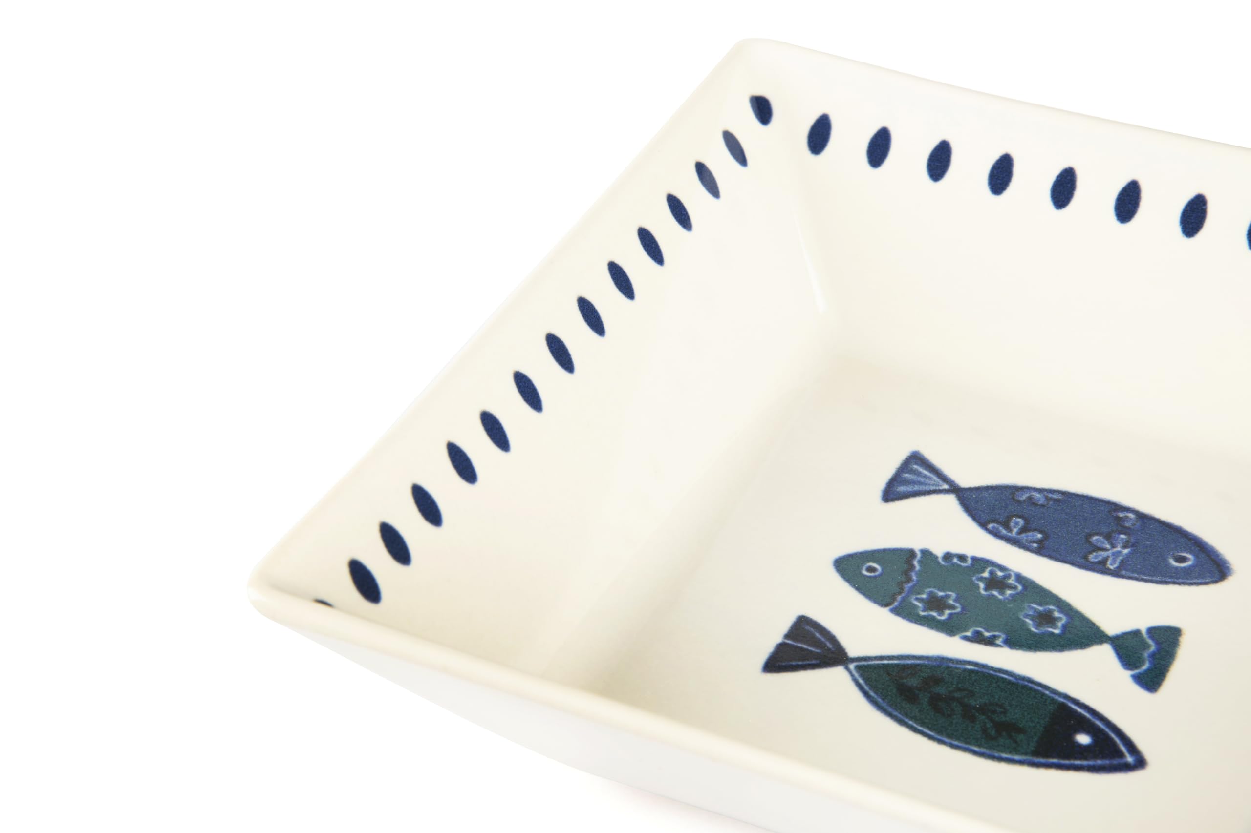 Excelsa Ocean Set 6 piatti fondi in ceramica 17x17 cm, decorazione pesci blu