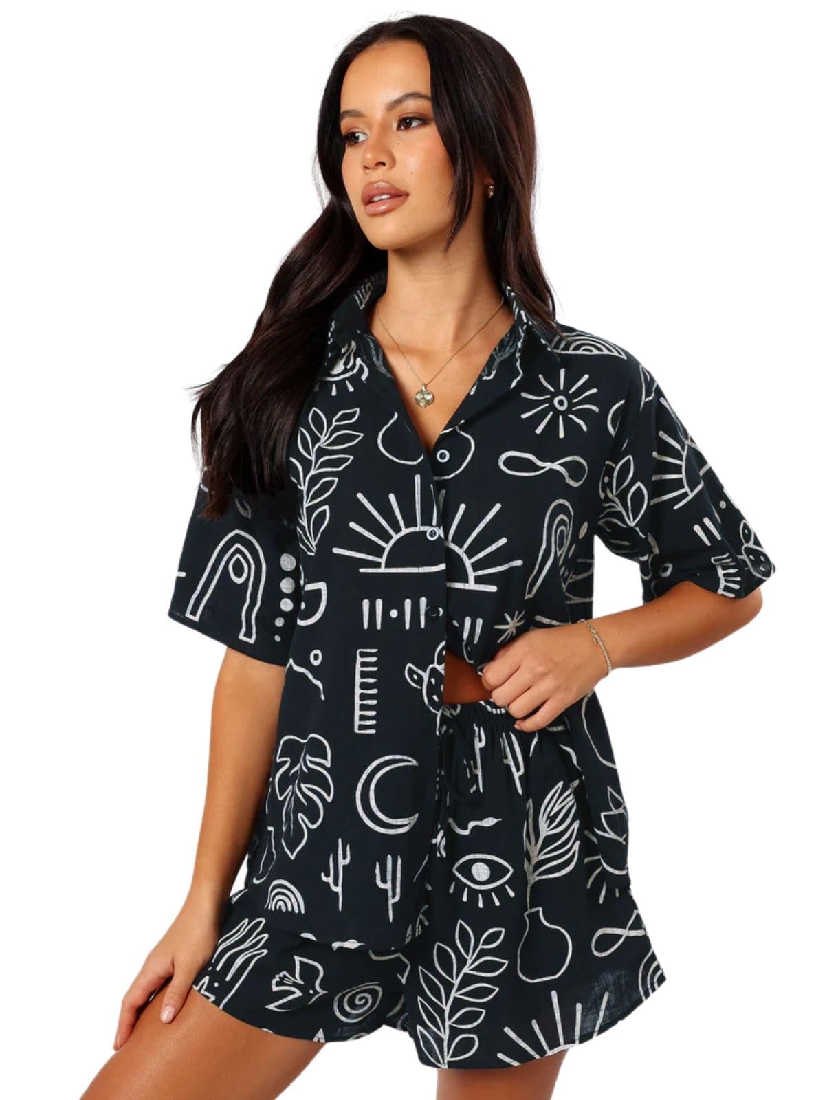 Stylish Co-ord Set for Women – Trendy Korean Summer Travel Outfit | Pajama Set For Women & Girl for Beach & Holiday Look-image-42