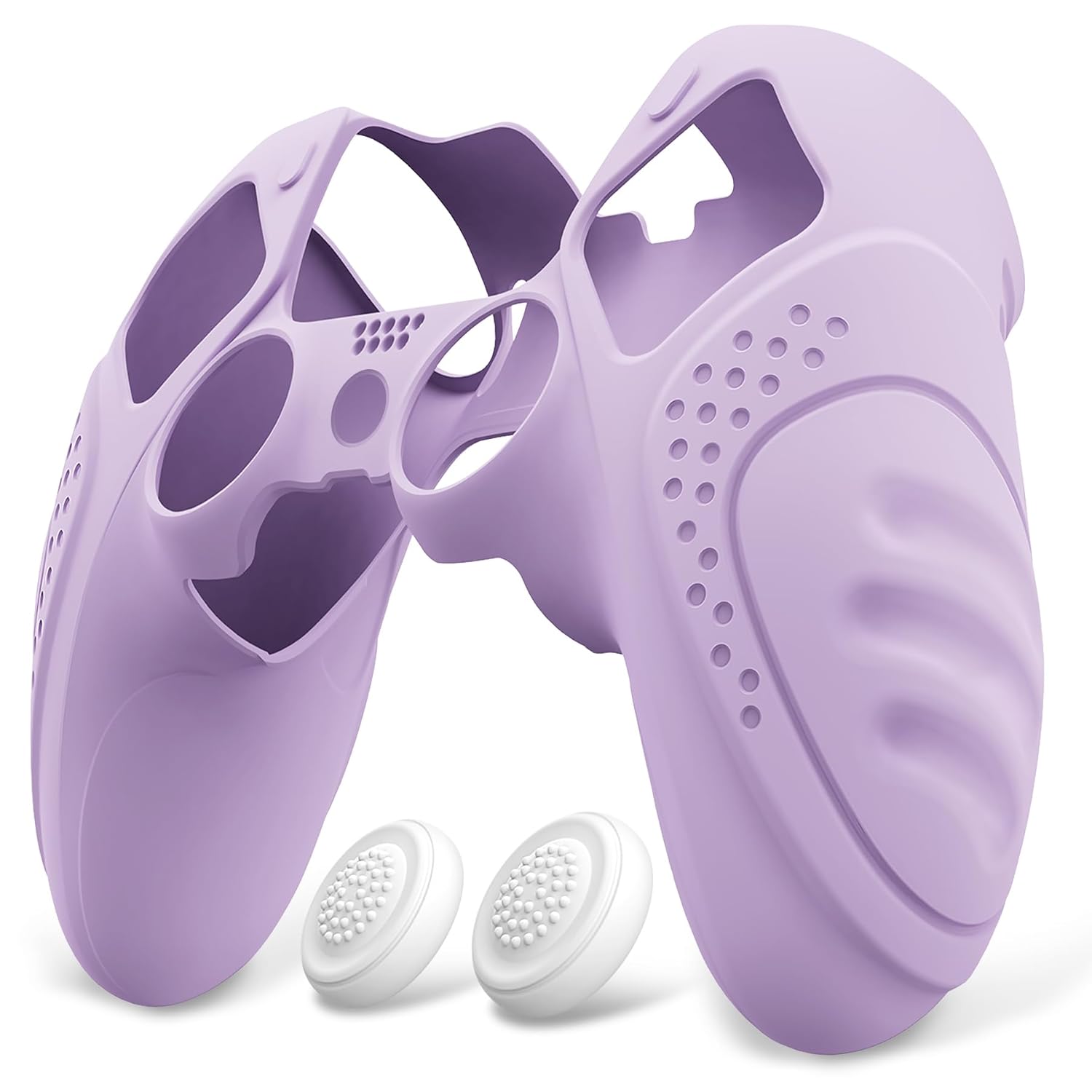 PlayVital Guardian Edition Anti-Slip Ergonomic Silicone Cover Case for ps5 Edge Controller, Soft Rubber Protector Skin for ps5 Edge Wireless Controller with Thumb Grip Caps - Mauve Purple - Image 9