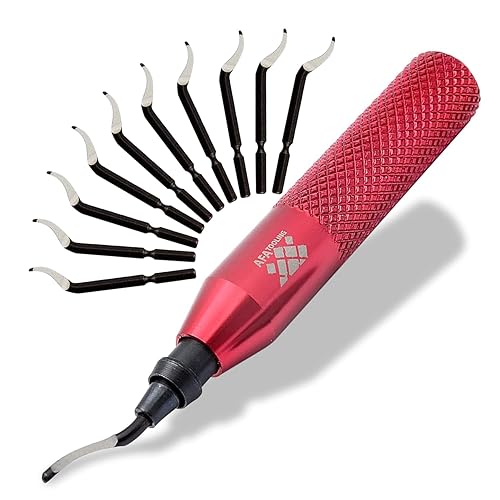 AFA Tooling - Herramienta de desbarbado con 11 cuchillas HSS M2 - Mango de aluminio micropulido y anodizado con agarre moleteado de diamante - Ideal