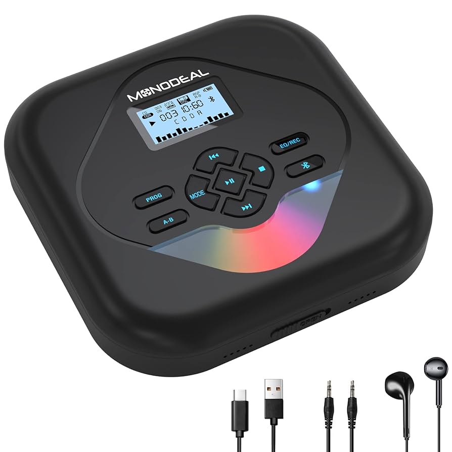 MONODEAL CDプレイヤー　充電式　ブラック Amazon.com: MONODEAL CD Player Portable,Bluetooth CD Player