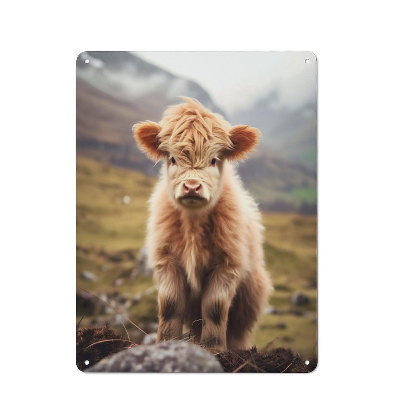 Junmoney Scottish Highland Cows Classic Metal Wall Decor 40X30cm, Metal Sign For Cafe, Pub, Workshop Or Home Bar, Small Accent For Blank Walls