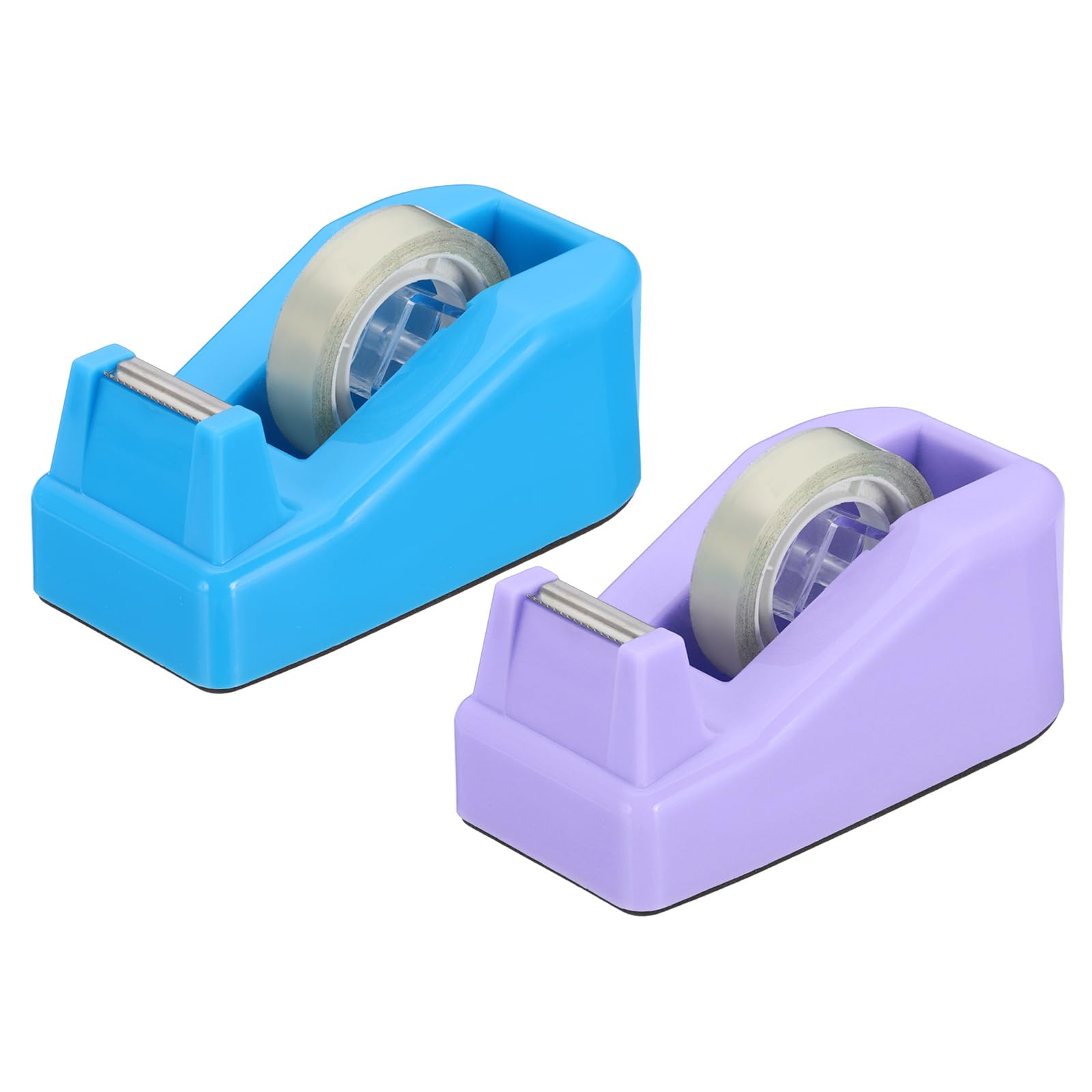 PATIKIL 2pcs Tape Dispenser Desk, Small Tape Dispenser Cute Desktop Dispenser Holder for Tape Office Desktop, Blue Purple
