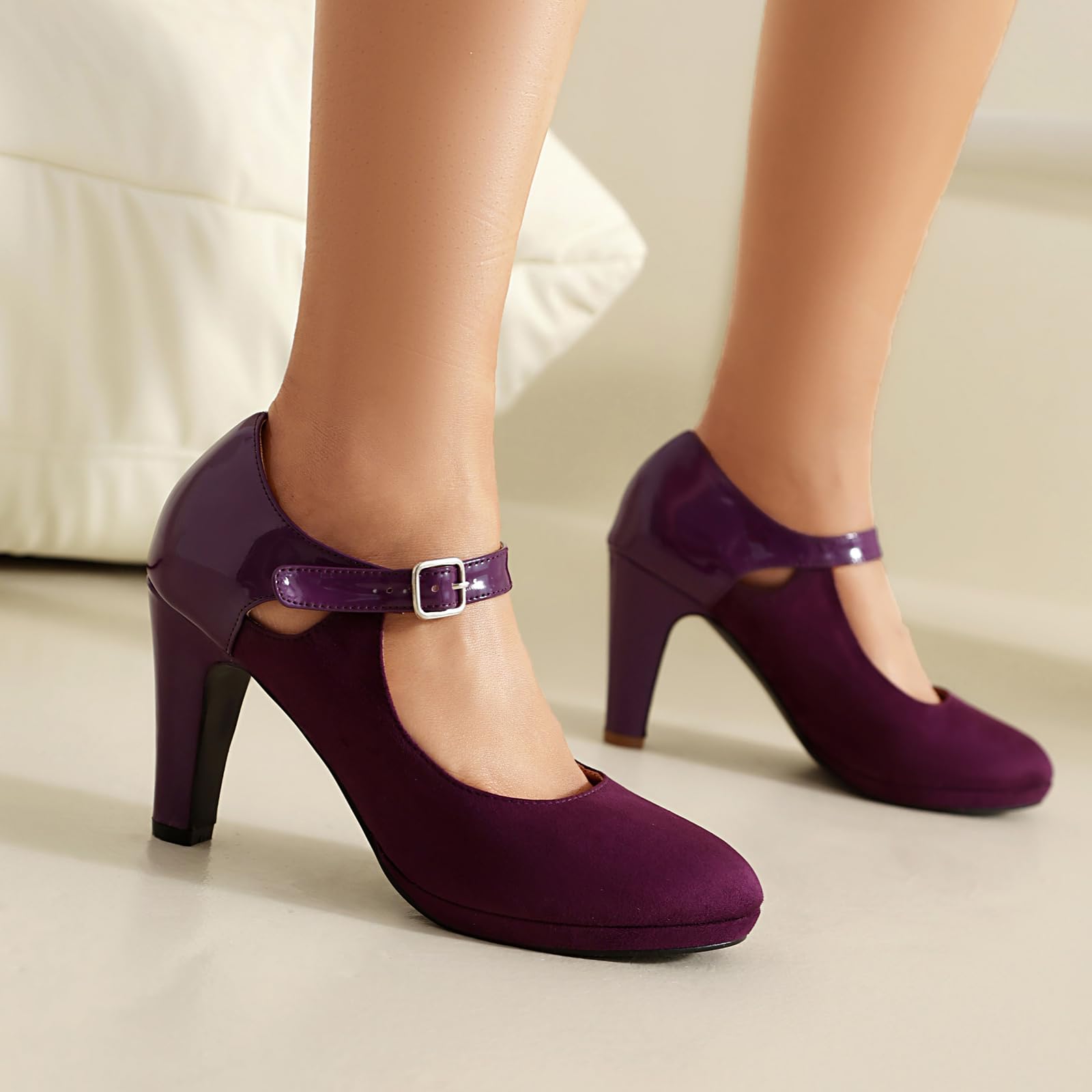 elerhythm Mary Jane - Zapatos de tacón para mujer, estilo retro, con tirantes, estilo vintage, estilo gatsby