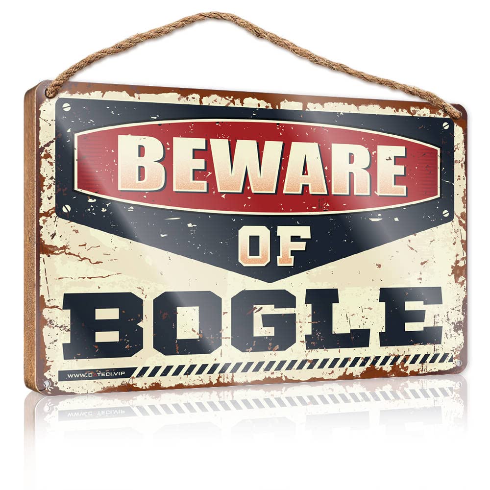 Hangding Wood Sign Beware Of Bogle Wooden Sign Fall Porch Sign Man Cave Furniture(15X28CM)