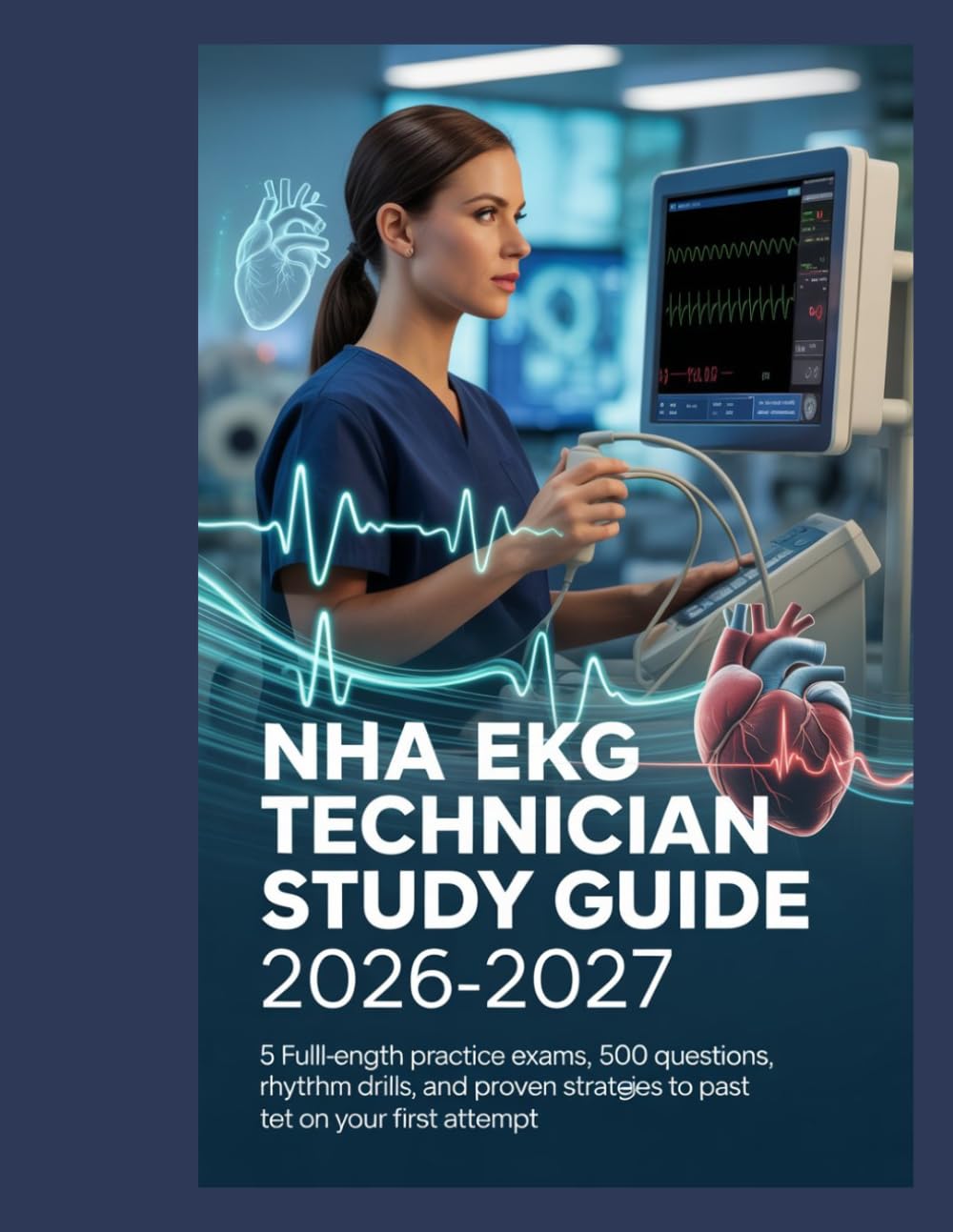 NHA EKG Technician Study Guide 2026–2027: 5 Full-Length Practice Exams, 500 Questions, Rhythm Drills, and Proven Strategies to Pass the CET on Your First Attempt