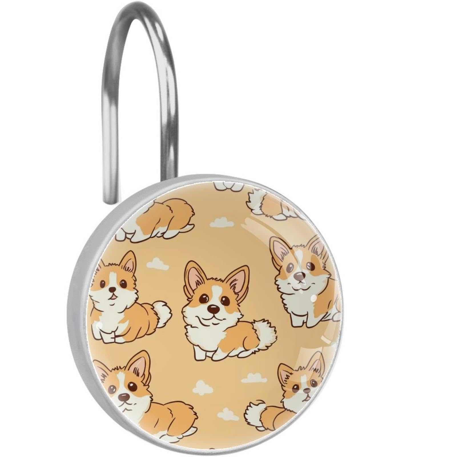 Crochets pour rideau de douche Corgi bleu sarcelle anneaux