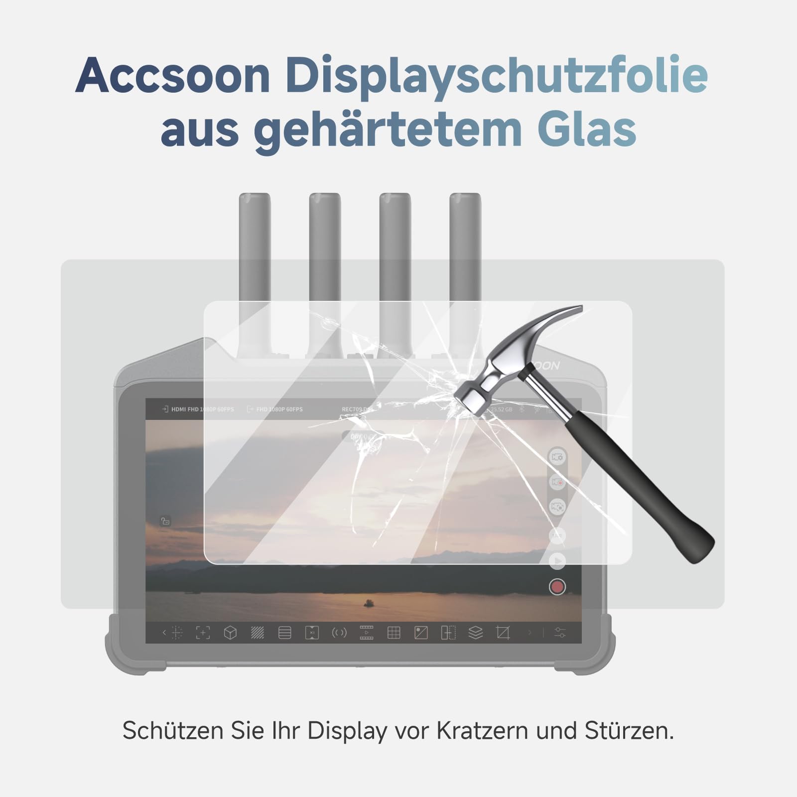 Accsoon Protector de pantalla para monitor CineView M7/M7 Pro (7 pulgadas) – 0,33 mm, resistente a los arañazos, sin burbujas, irrompible, HD, fácil aplicación