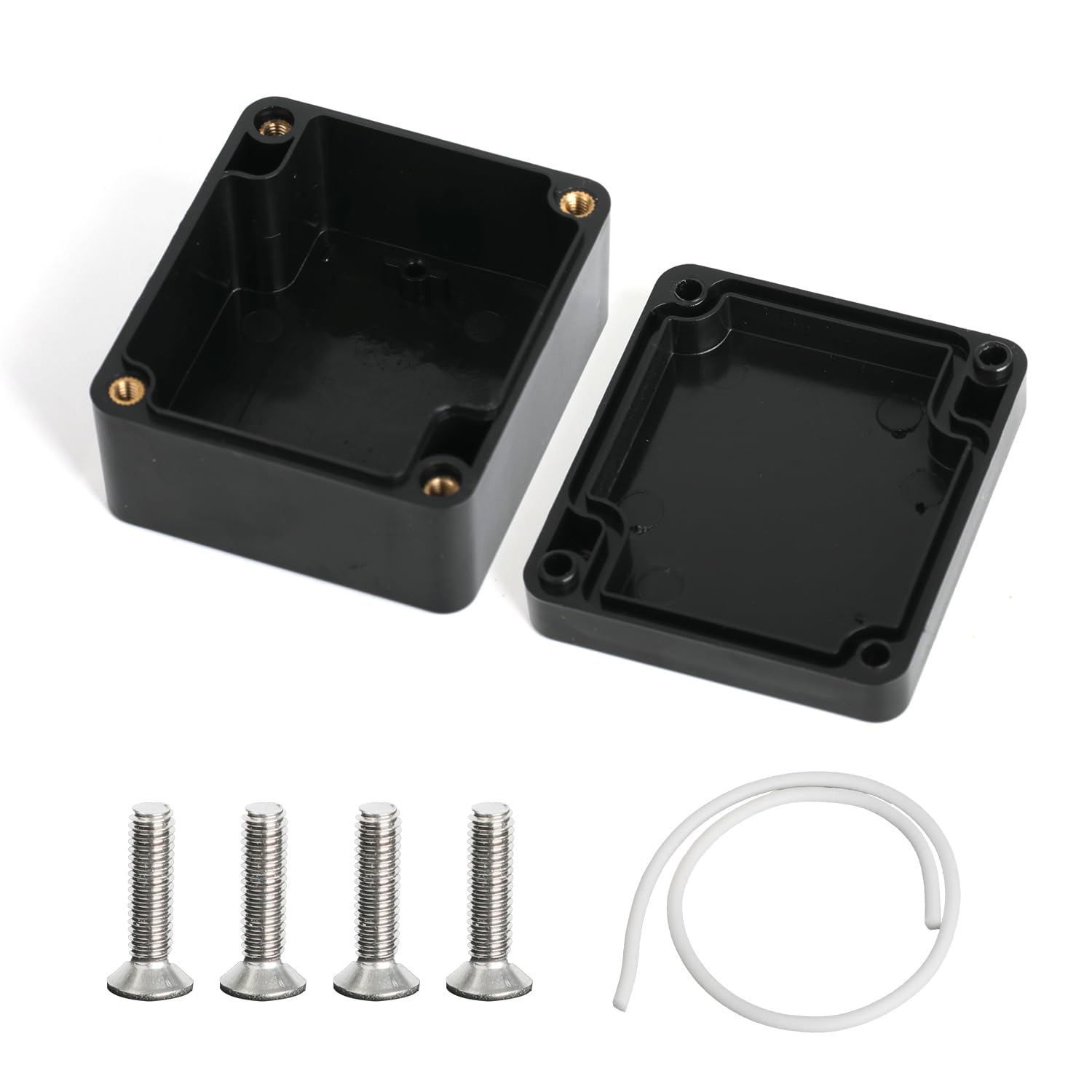 6pezzi Scatole di giunzione impermeabili, connettori per cavi elettrici esterni IP67, scatole di progetto in ABS, scatole di giunzione per cavi di prolunga (63x58x35mm, nero)