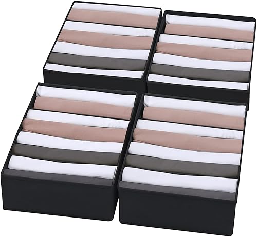 Miniatura 1 de Coorganisers Paquete de 4 organizadores de cajones para camisetas para ropa, caja de almacenamiento de 8 rejillas para armario, organizador de ropa