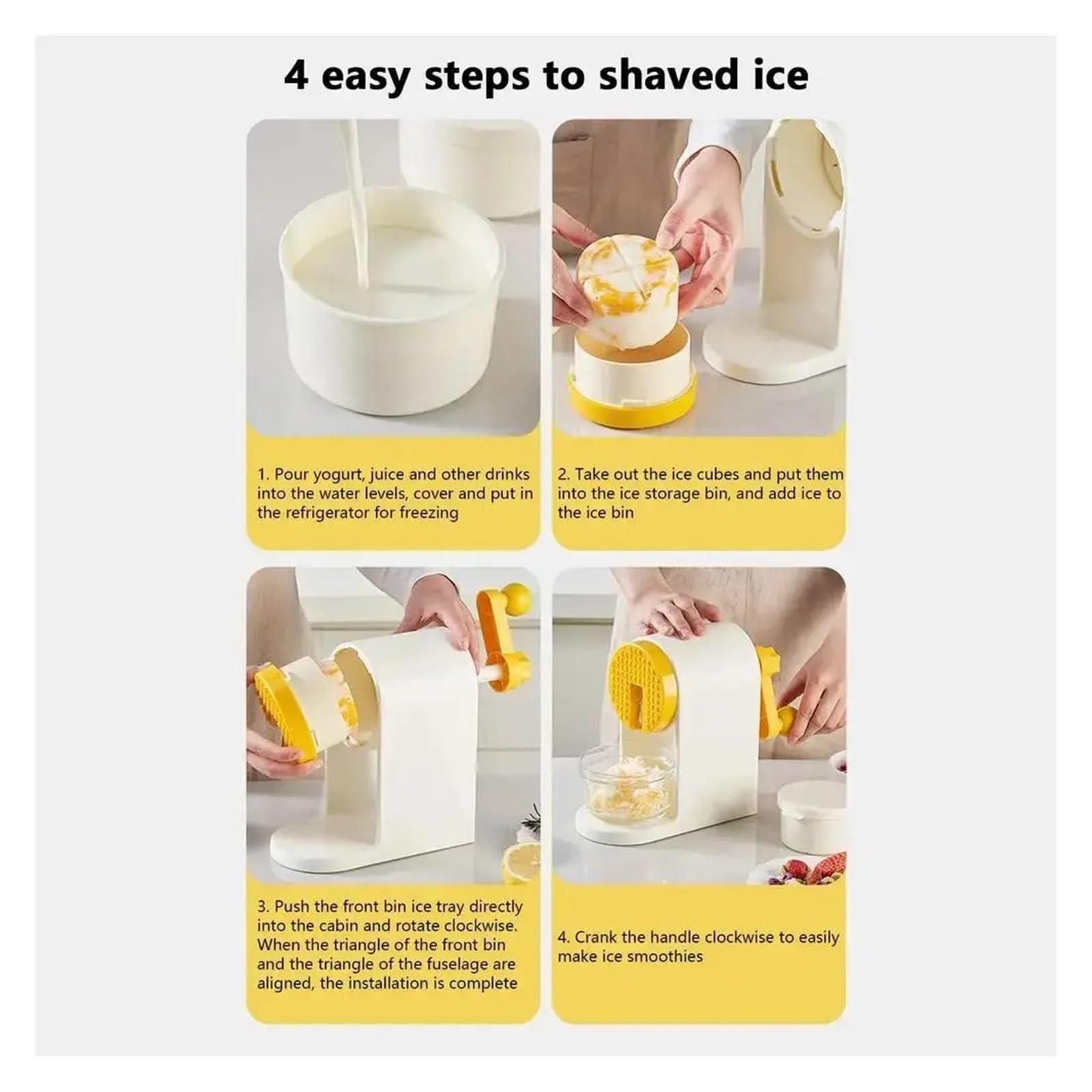 Máquina de hielo para encimera, Máquina de hielo manual con manivela, de acero inoxidable, for hacer granizados, fácil de usar, for uso doméstico